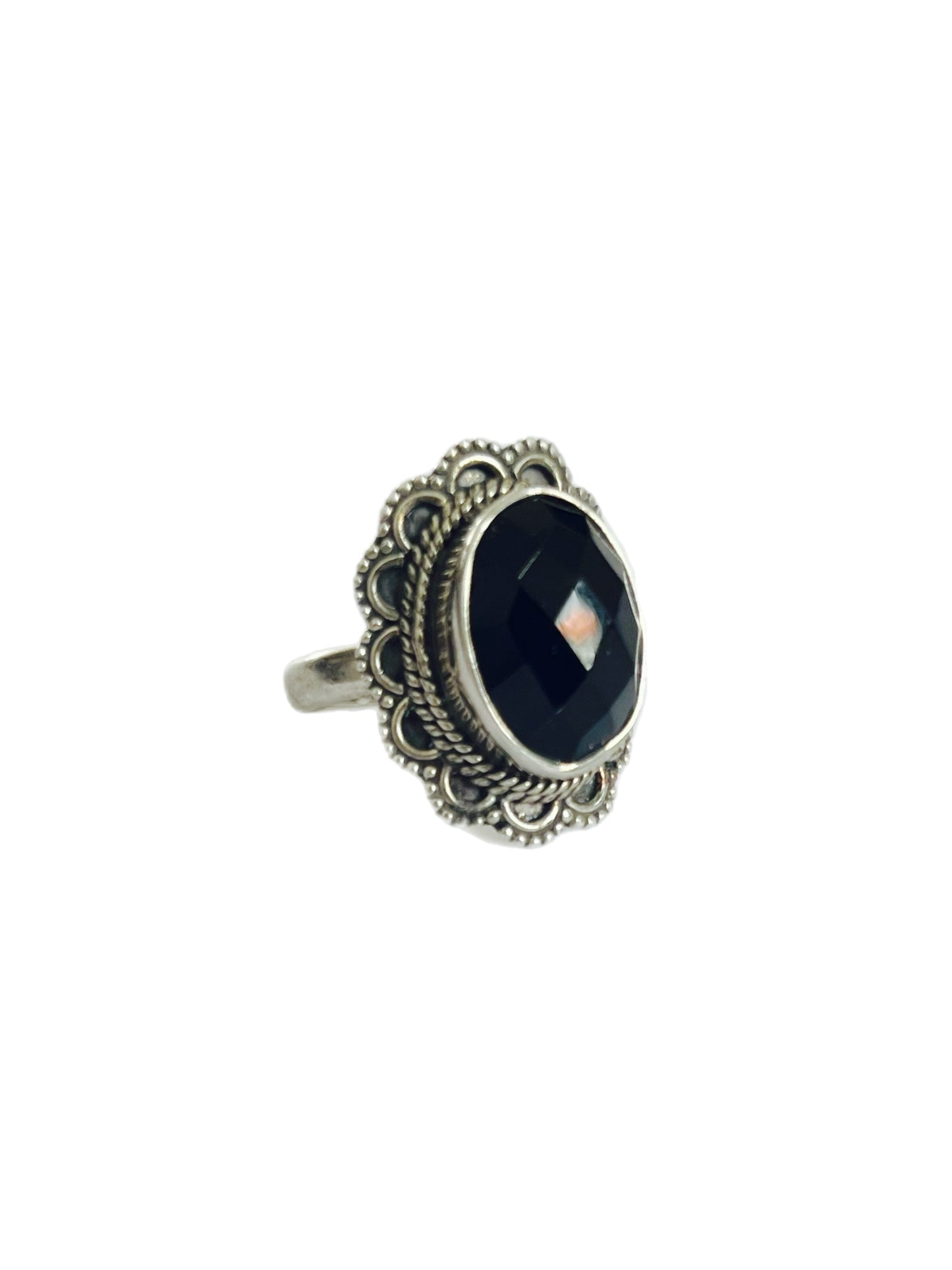 Anel Prata 925 Pedra Natural Ônix
