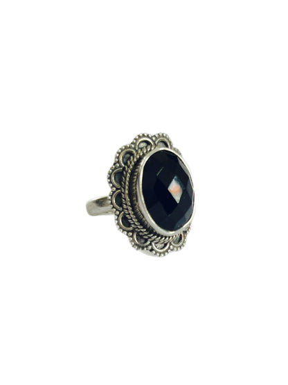 Anel Prata 925 Pedra Natural Ônix