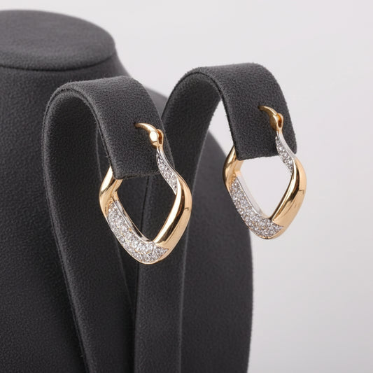 Boucles d'oreilles créoles pour femme en or laminé 18 carats avec zircon