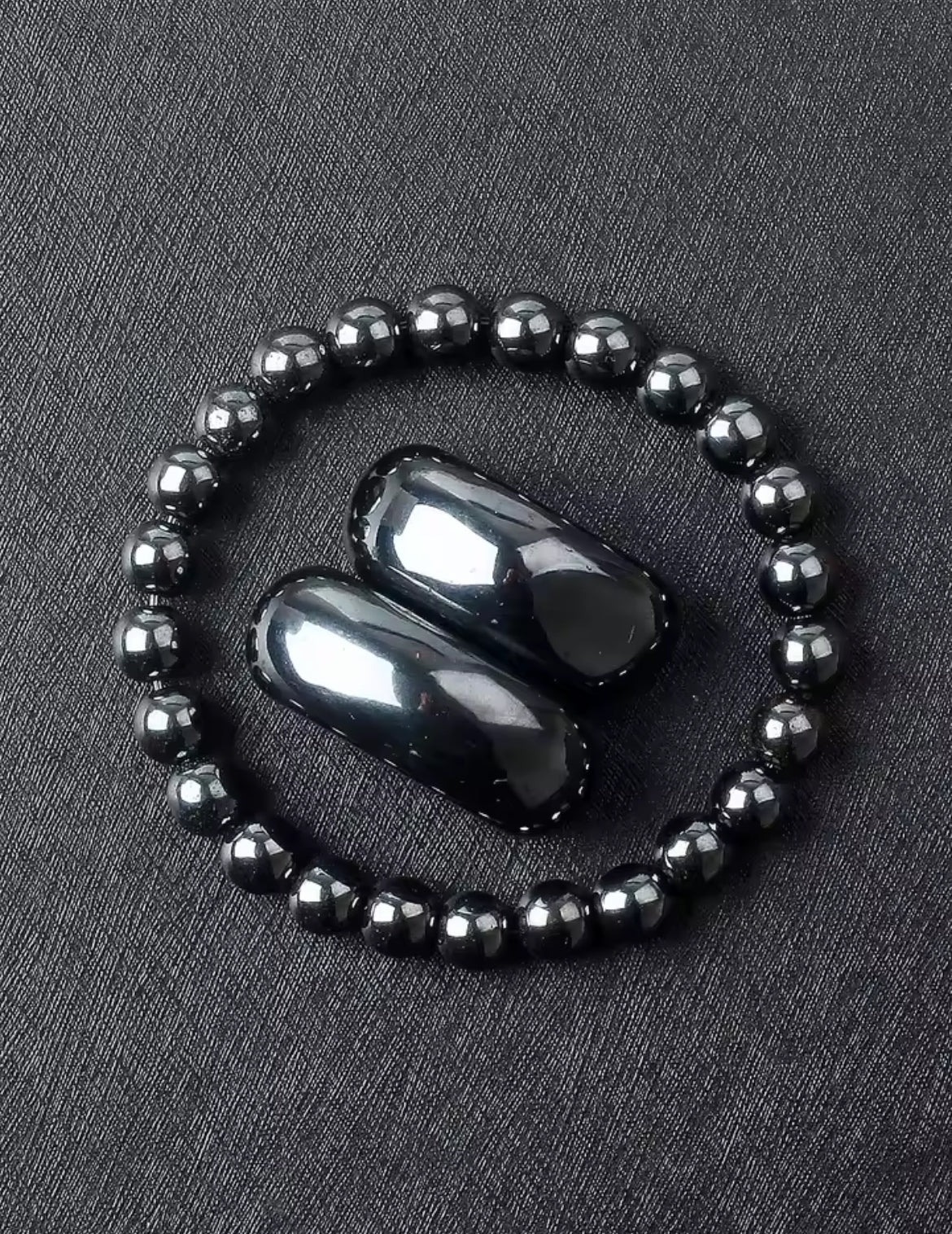 Pulseira de Homem com Pedras Hematitas