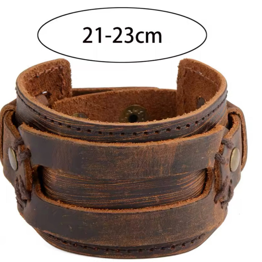 Pulseira de Homem em Couro Castanho