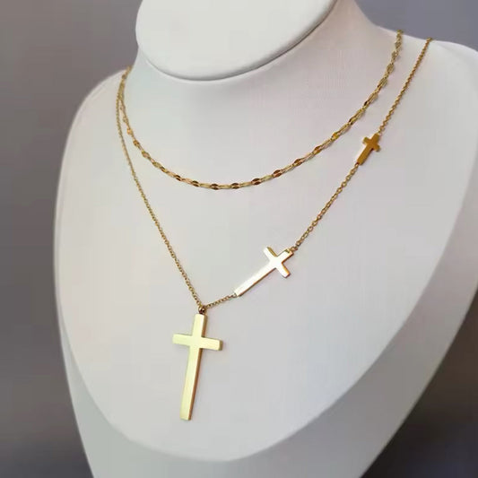 Colar de Senhora com Dupla Camada em Aço Inoxidável
