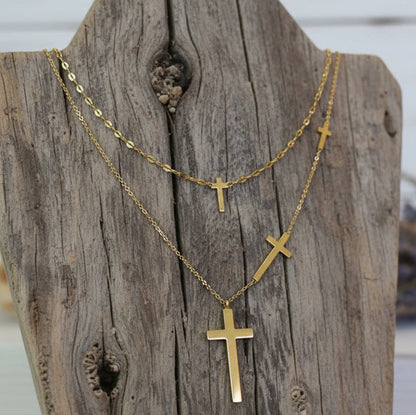 Collier pour femme à double couche en acier inoxydable