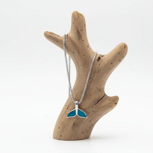 Colar em Aço inoxidável 316l, Rabo de Baleia Azul