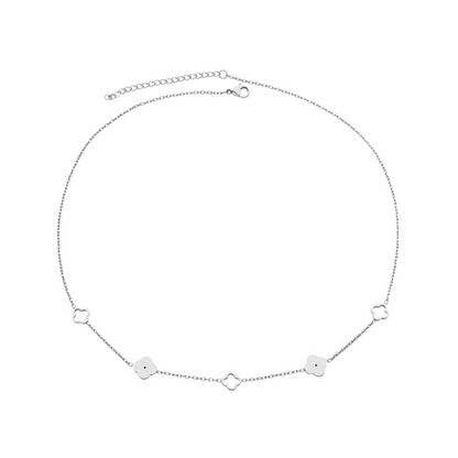 Colar de Senhora em Aço Inoxidável , Trevo de 4 Folhas Prateado