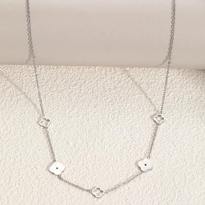 Colar de Senhora em Aço Inoxidável , Trevo de 4 Folhas Prateado