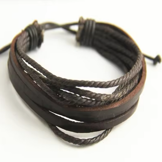 Pulseira de Homem em Couro Castanho