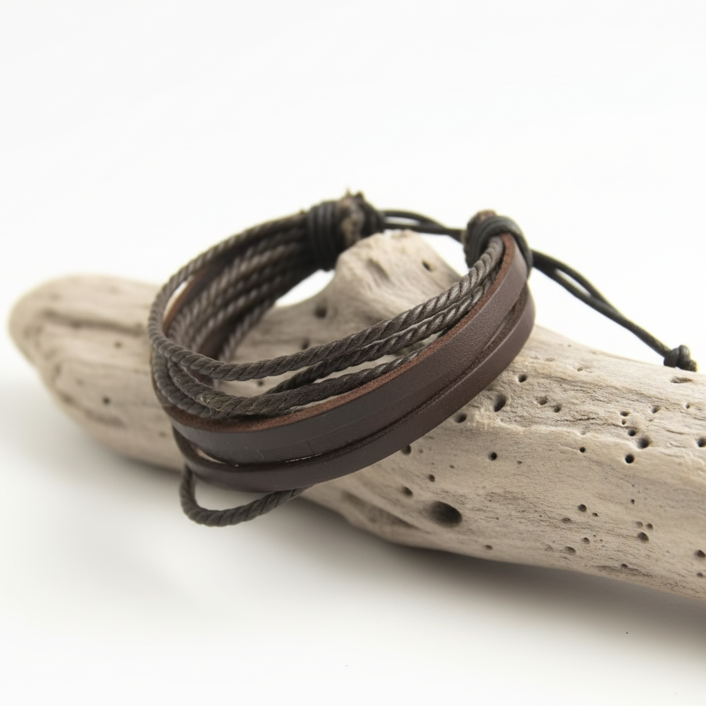 Bracelet Homme en Cuir Marron
