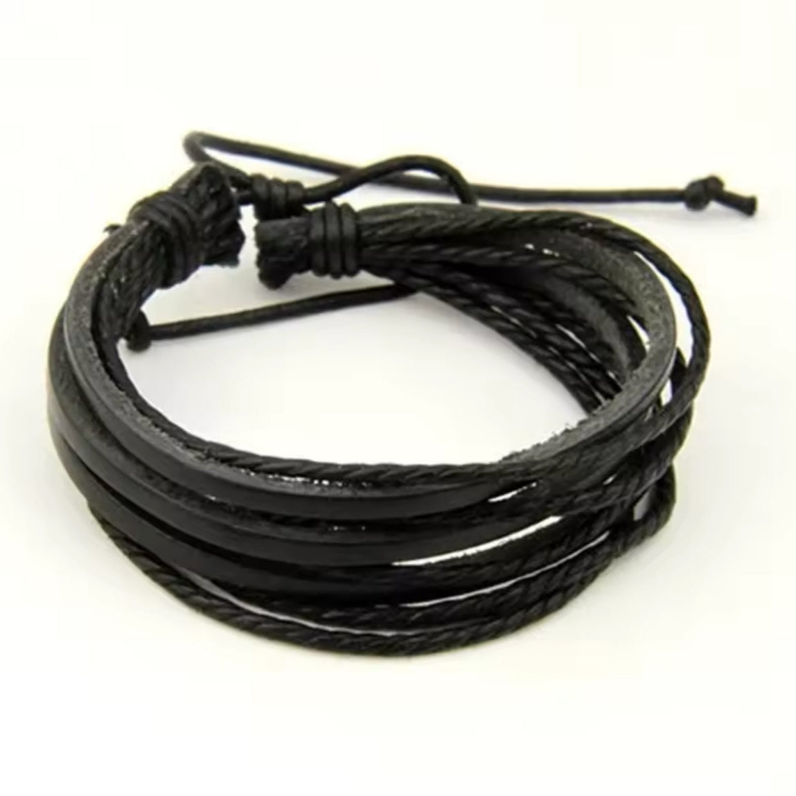 Pulseira de Homem em Couro Preto