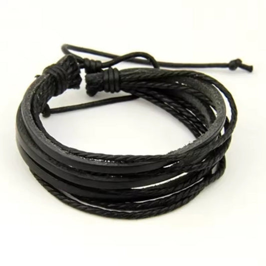Pulseira de Homem em Couro Preto