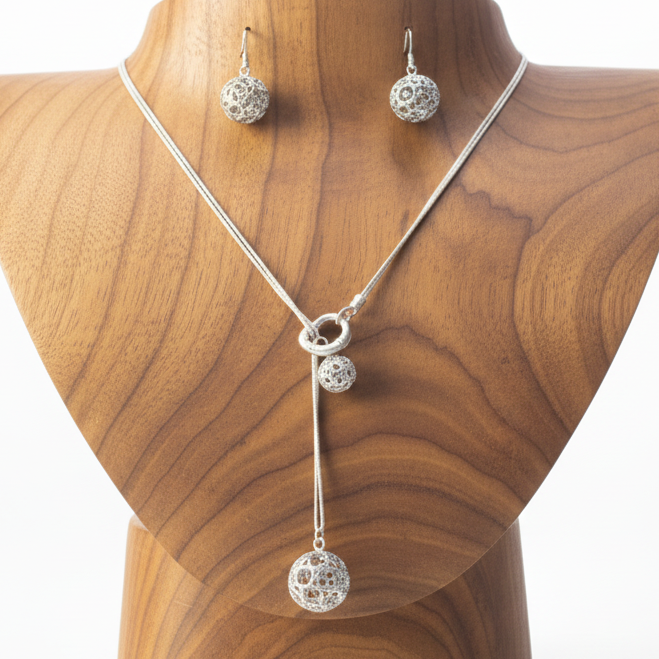 Ensemble collier et boucles d'oreilles pour femme type T&Co en argent 925