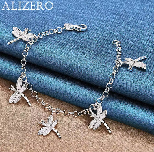 Pulseira em Prata 925,  Libélulas em cristal zircão