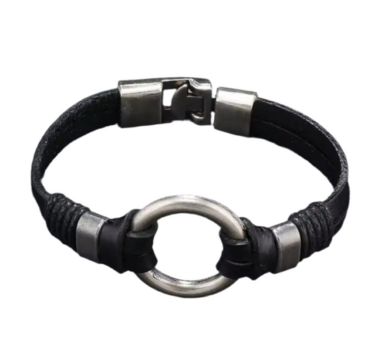 Pulseira de Homem em Pele Genuína e Aço Inoxidável