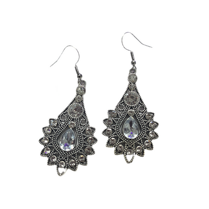 Brincos Boho Estilo Vintage com Pedra Branca e Zircónia