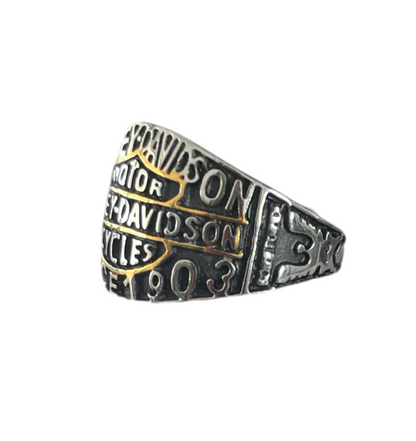 Anel de Homem em Aço Inoxidável 316L, 1903 Dourado Harley D.