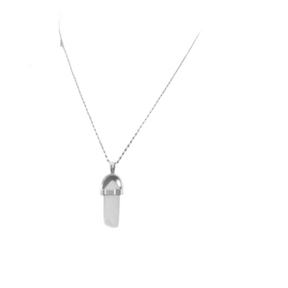 Colar de Senhora em Aço Inoxidável com Penddente Pedra de Quartzo