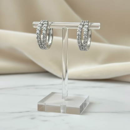 Argolas Pequenas em Ouro Laminado Branco 14k com Zircões