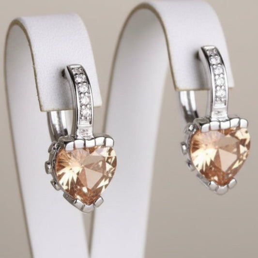 Créoles pour femme en or laminé blanc 18 carats avec topazes