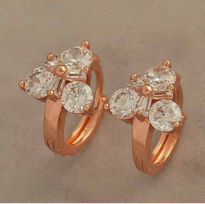 Argolas Pequenas em Ouro Rosa Laminado 10K com Zircões