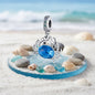 Breloque en Argent 925, Crabe avec Zircon Bleu