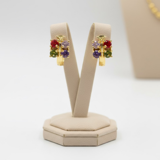 Créoles papillon en or laminé 10 carats avec zircons