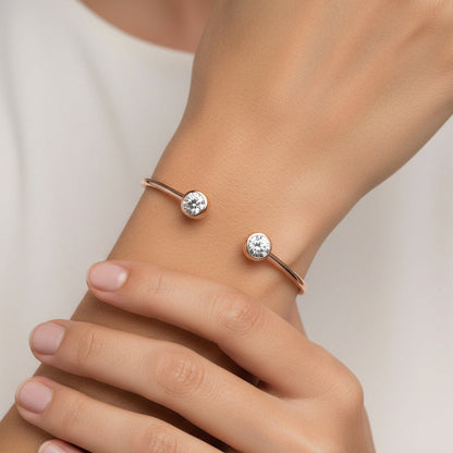 Pulseira Bangle Rose Gold Duo – Detalhes em Zircónia Premium