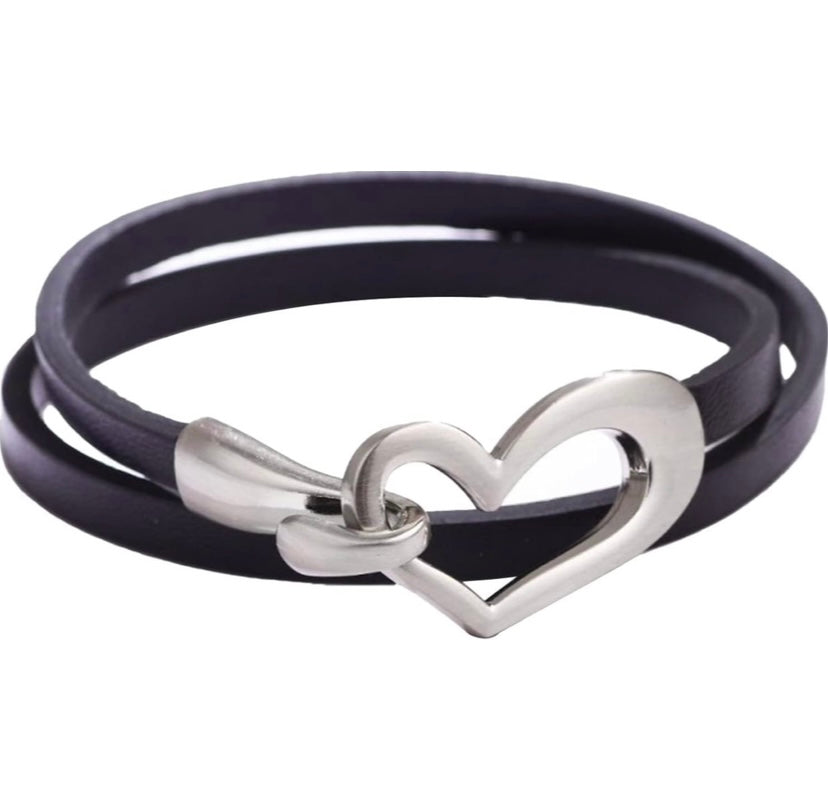 Collier/Bracelet en Cuir pour Femme, Cœur