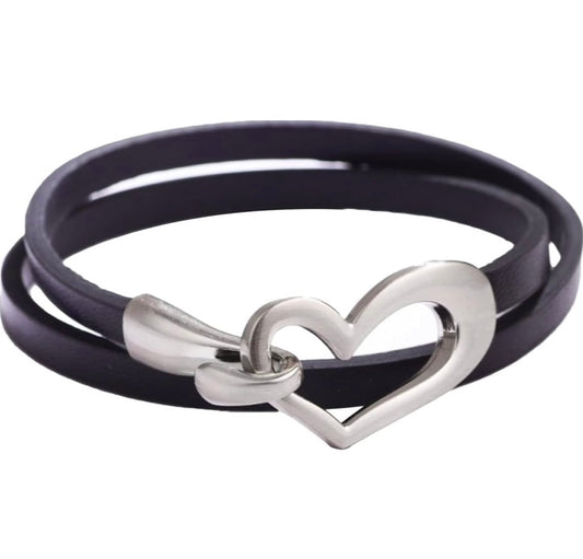Colar/Pulseira de Senhora em Couro, Coração