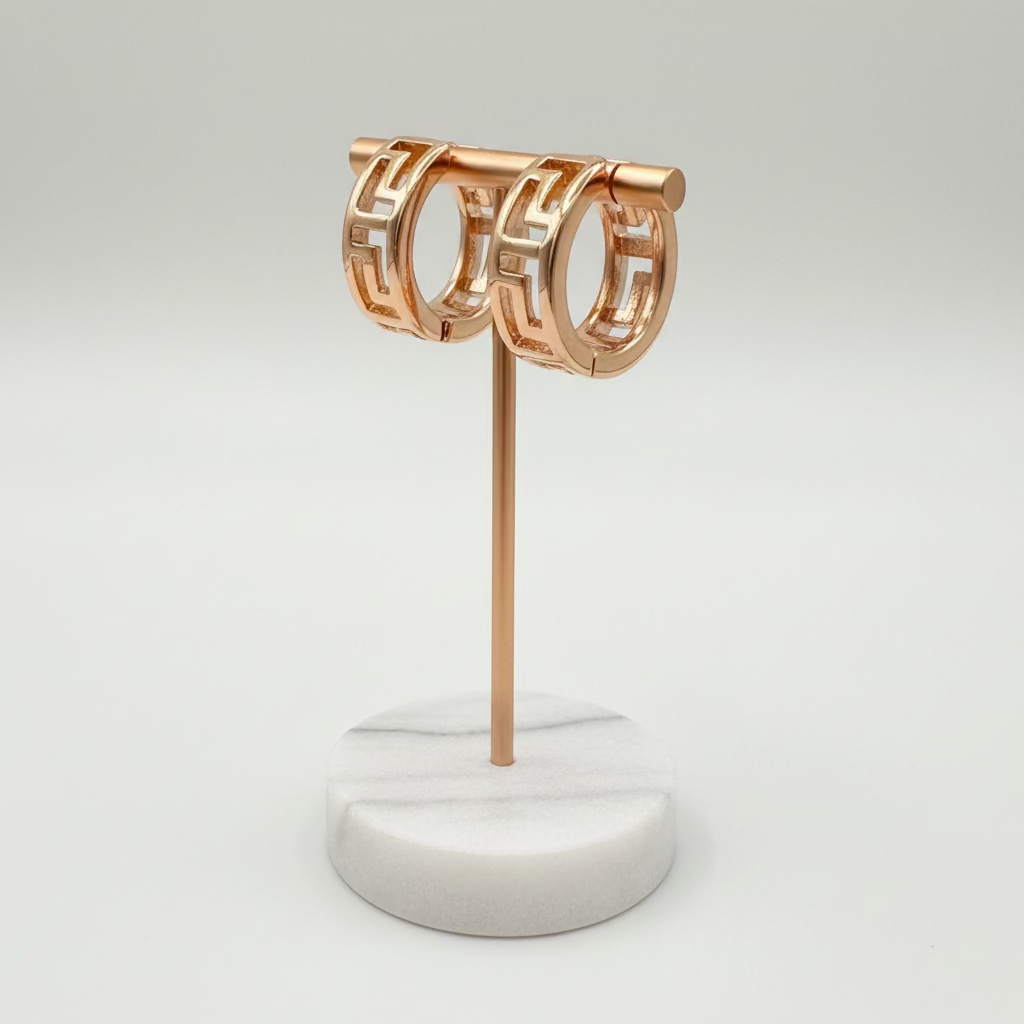 Argolas Pequenas em Ouro Rosa Laminado 10K, Tipo Versace