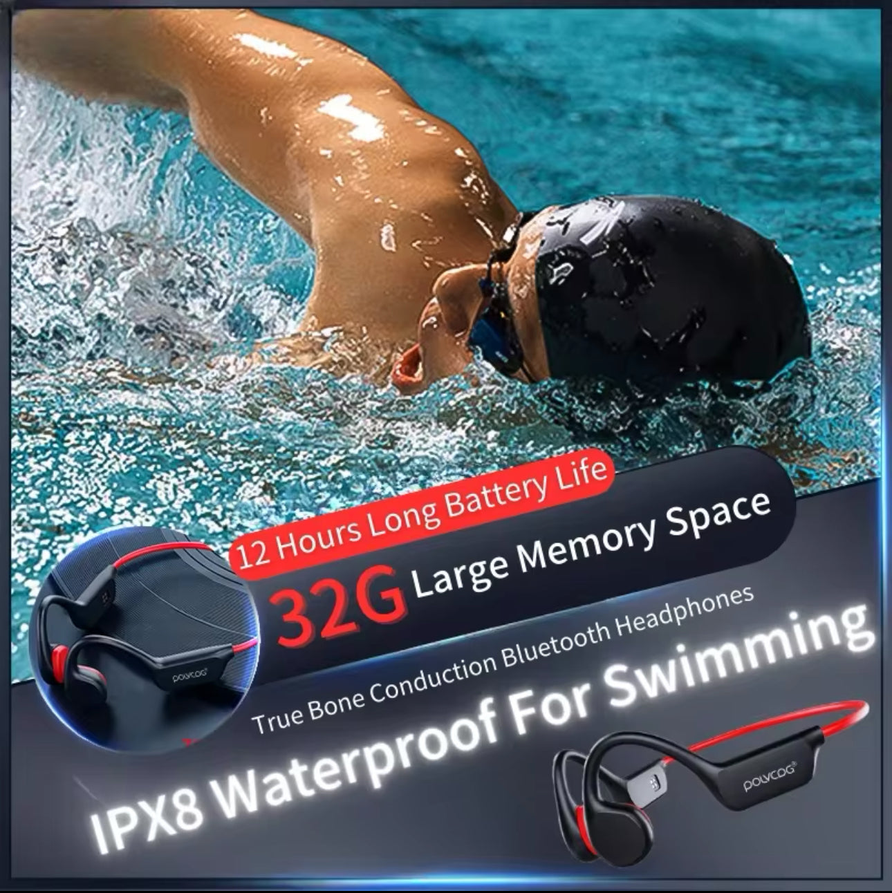 Fones Desportivos Sem Fio X7-IPX8 Para Nadar 😍