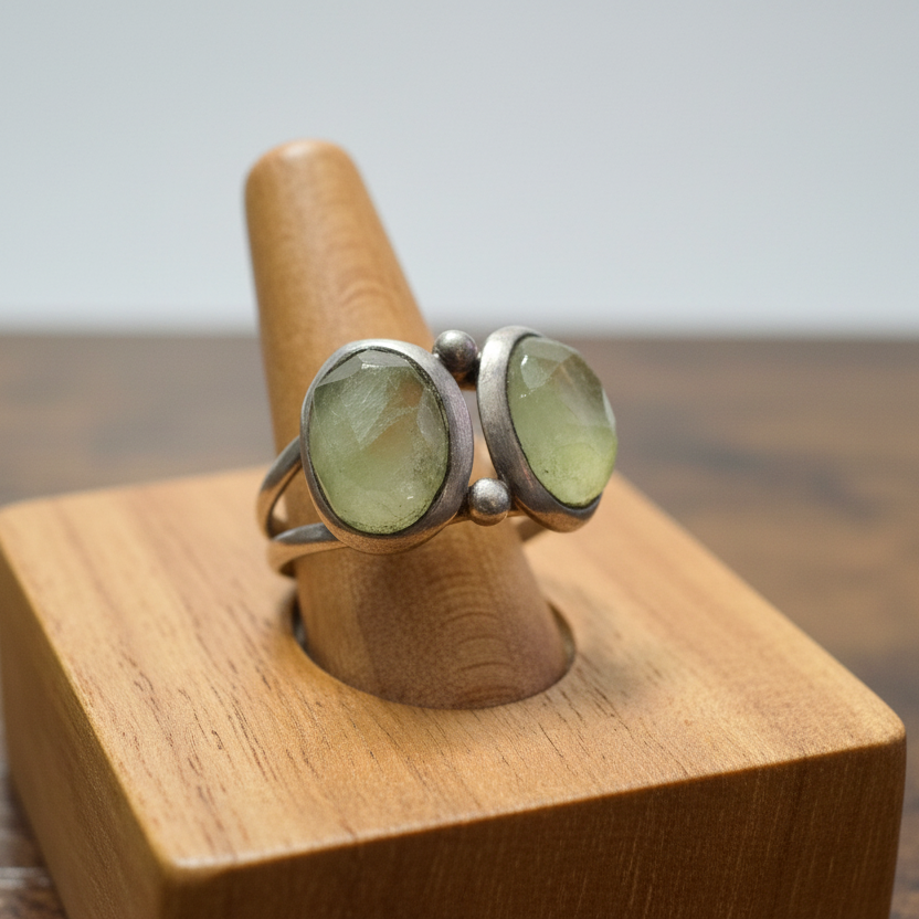 Bague Femme en Argent 925 avec Pierre Naturelle Prehnite T = 8