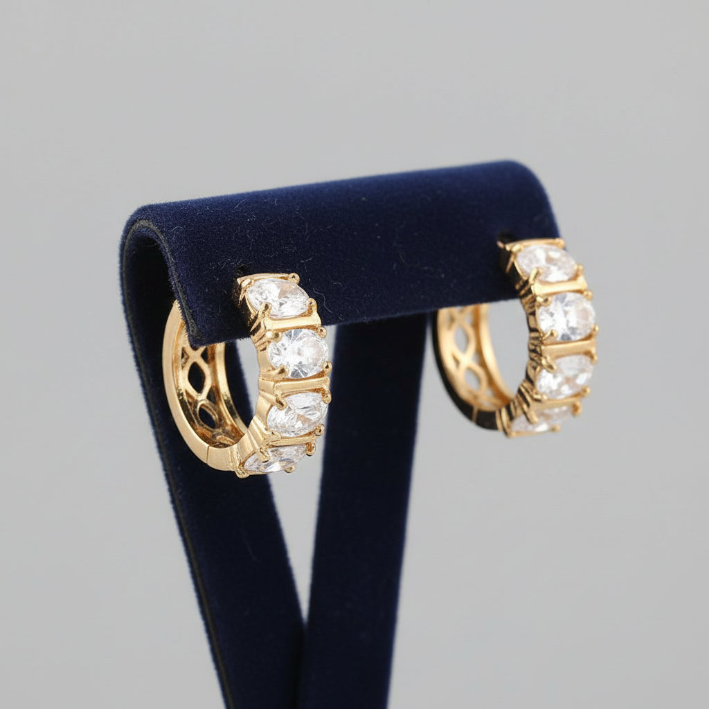Créoles en Or Plaqué 14K avec Swarovski
