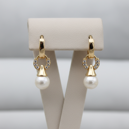 Argolas de Senhora em Ouro Laminado 18K com Pérola