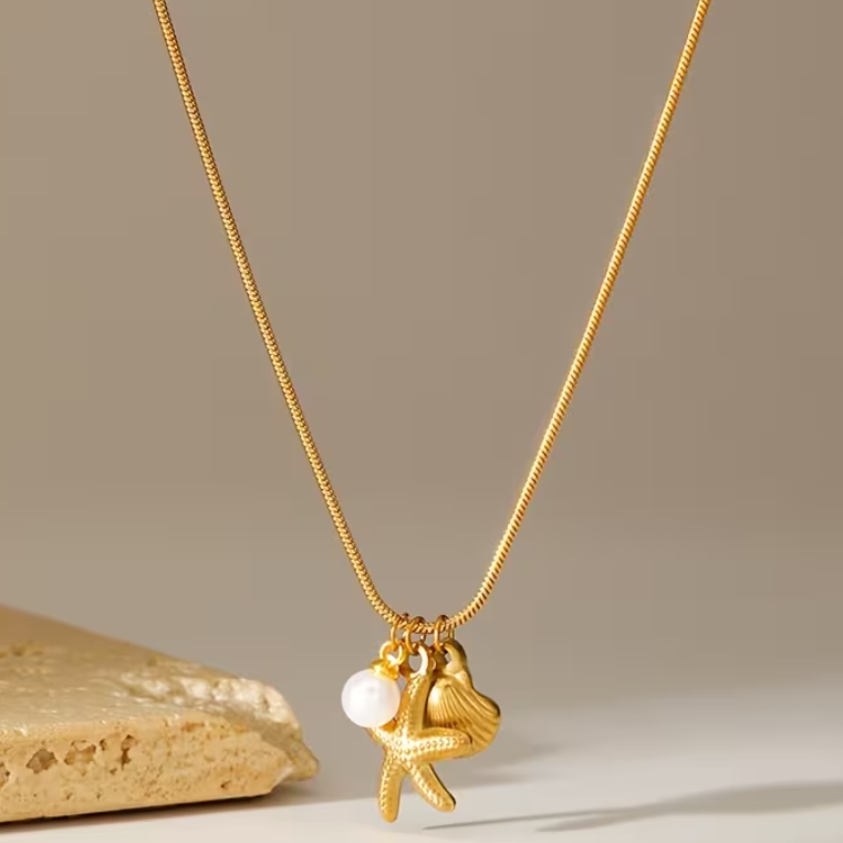 Conjunto Golden Starfish – Pérolas e Ouro 18K (3 Peças)