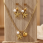 Conjunto Golden Starfish – Pérolas e Ouro 18K (3 Peças)