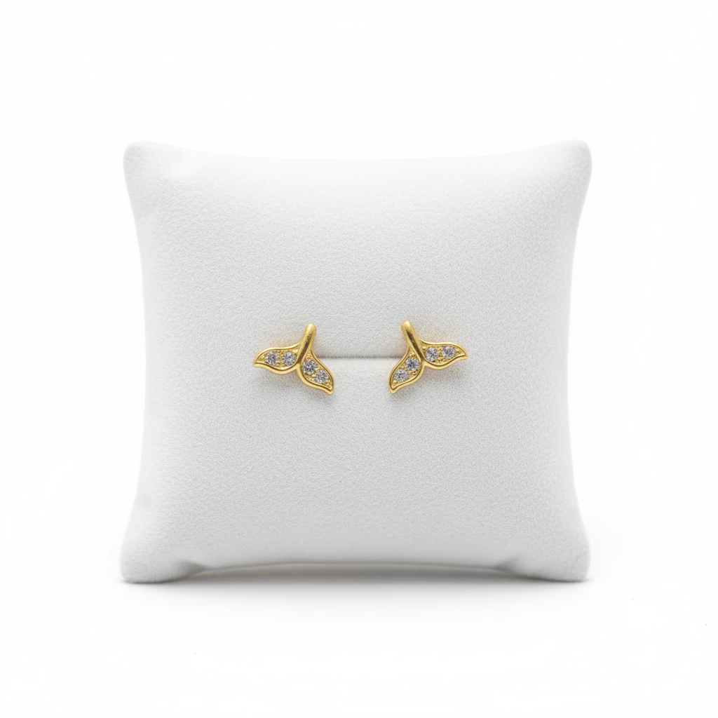 Brincos Cauda de baleia dourado