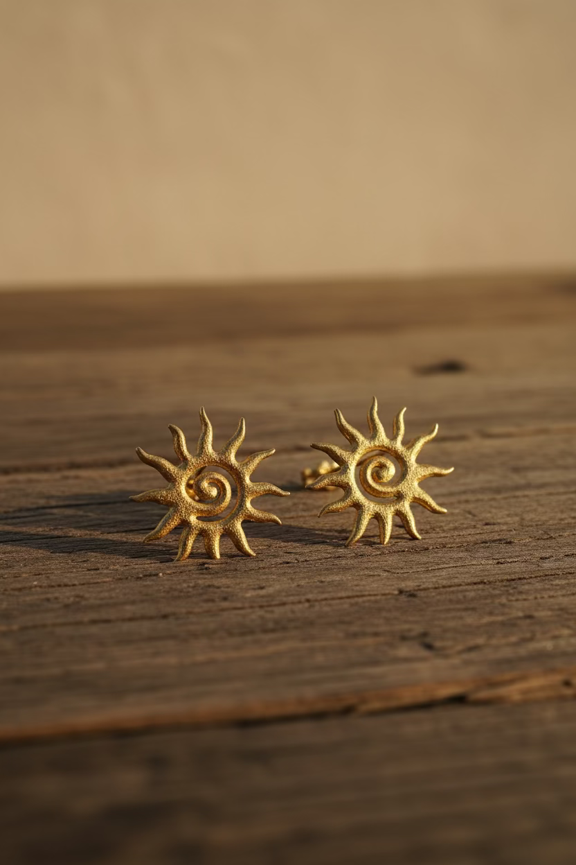 Brincos sol dourado