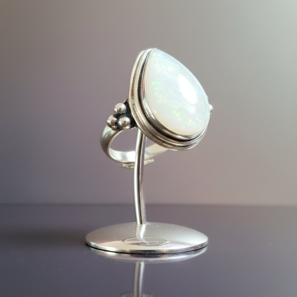 Bague en argent avec pierre naturelle Lune Indienne T:9,25