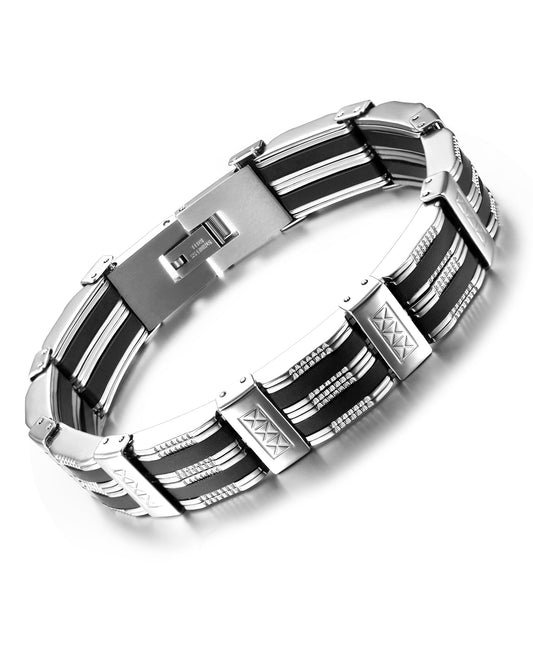 Pulseira de Homem em Aço Inoxidável e Silicone