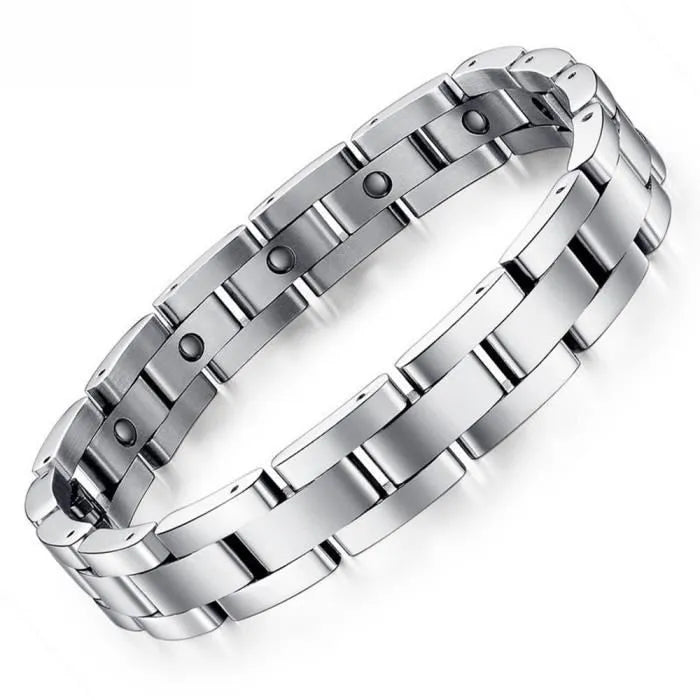 Pulseira de Homem em Aço Inoxidável, Terapia Magnética