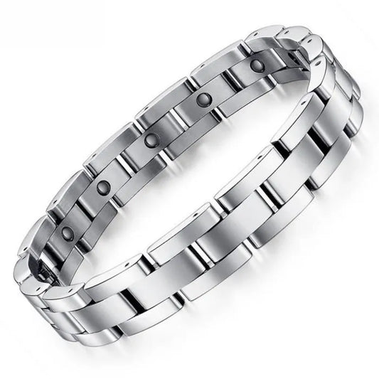 Pulseira de Homem em Aço Inoxidável, Terapia Magnética