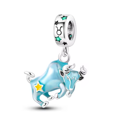 Perle en Argent 925, Taureau Bleu