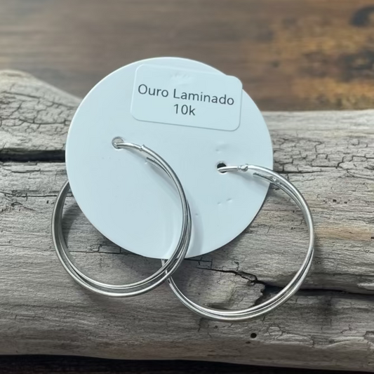 Créoles classiques en or blanc laminé 10k – l'Essentiel de Luxe