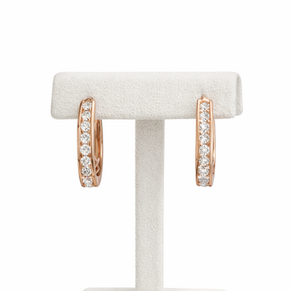 Argolas em Ouro Laminado Rosa 18K com Cristais