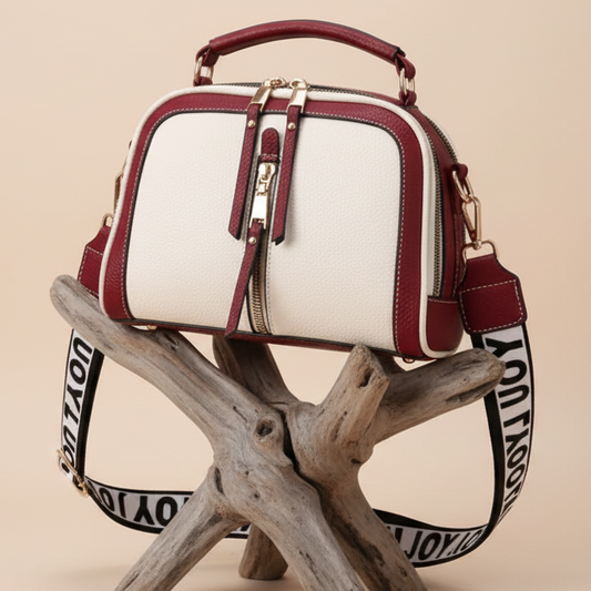 Mala Crossbody Urban Chic – Contraste Bordeaux & White
