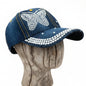 Boné Feminino Denim Borboleta com Pedraria