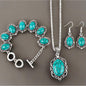 Conjunto de 3 peças de Prata Antiga com Pedra Turquoise Natural