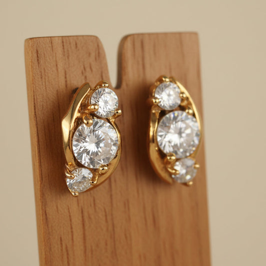 Petites Créoles Plaqué Or 14K Zircons