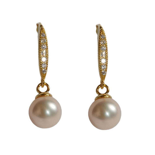 Brincos em Ouro Laminado 18k com Topázios e Pérolas