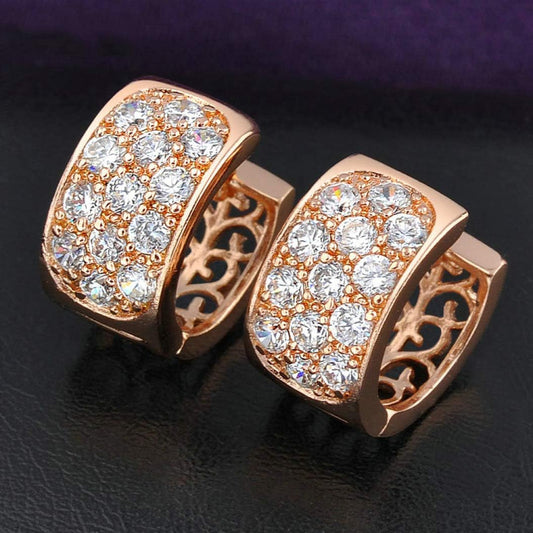 Argolas de Senhora em Ouro Laminado Rosa 18K com Zircões